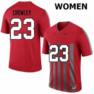 NCAA Ohio State Buckeyes Women's #23 Marcus Crowley Throwback Nike Football College Jersey BOV1745KA